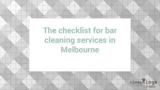 The checklist for bar cleaning services in Melbourne