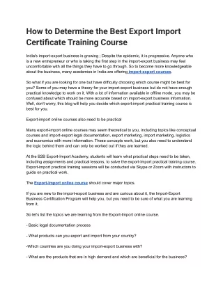 How to Determine the Best Export Import Certificate Training Course?