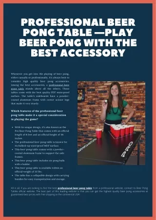 Professional Beer Pong Table —Play Beer Pong with the Best Accessory