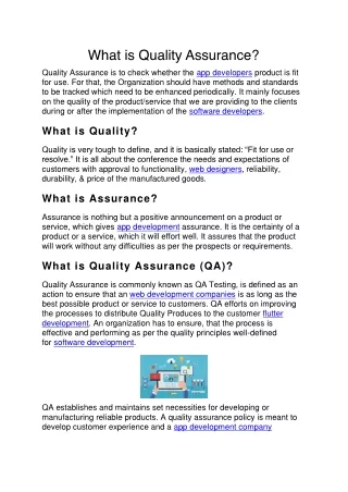 what is quality assurance quality assurance