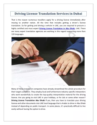 Driving License Translation Services in Dubai