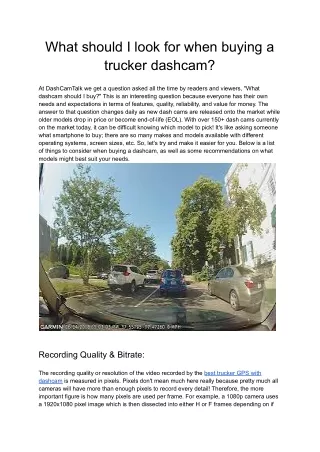 What should I look for when buying a trucker dash cam?