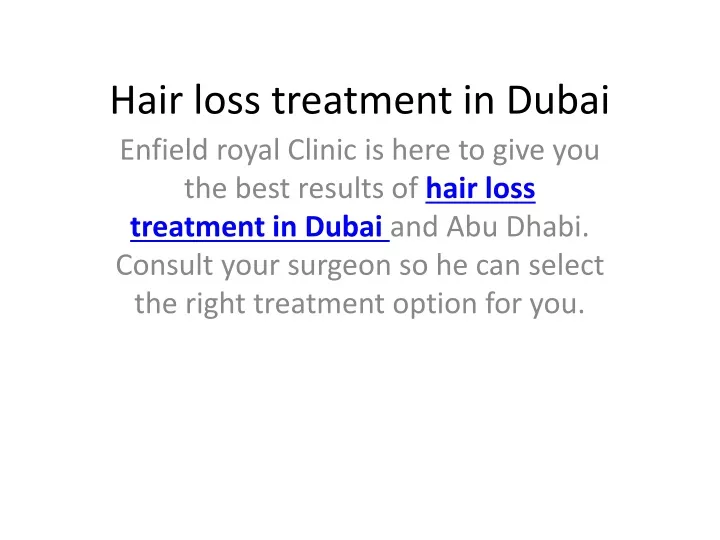 hair loss treatment in dubai