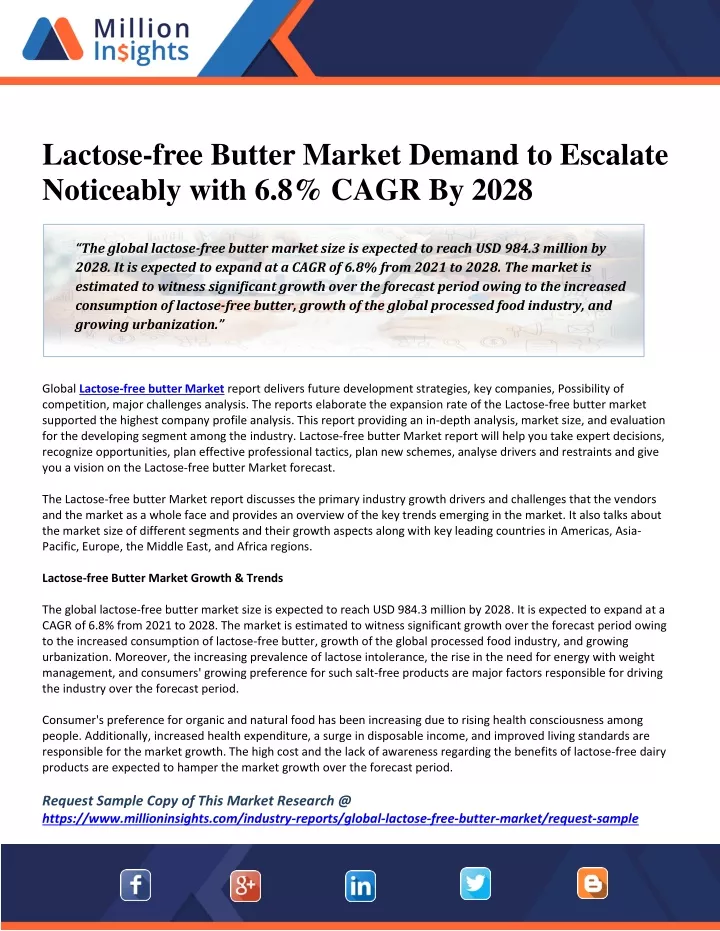 lactose free butter market demand to escalate