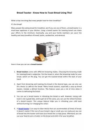 bread toaster know how to toast bread using this