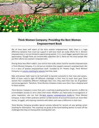 Think Women Company- Providing the Best Women Empowerment Book