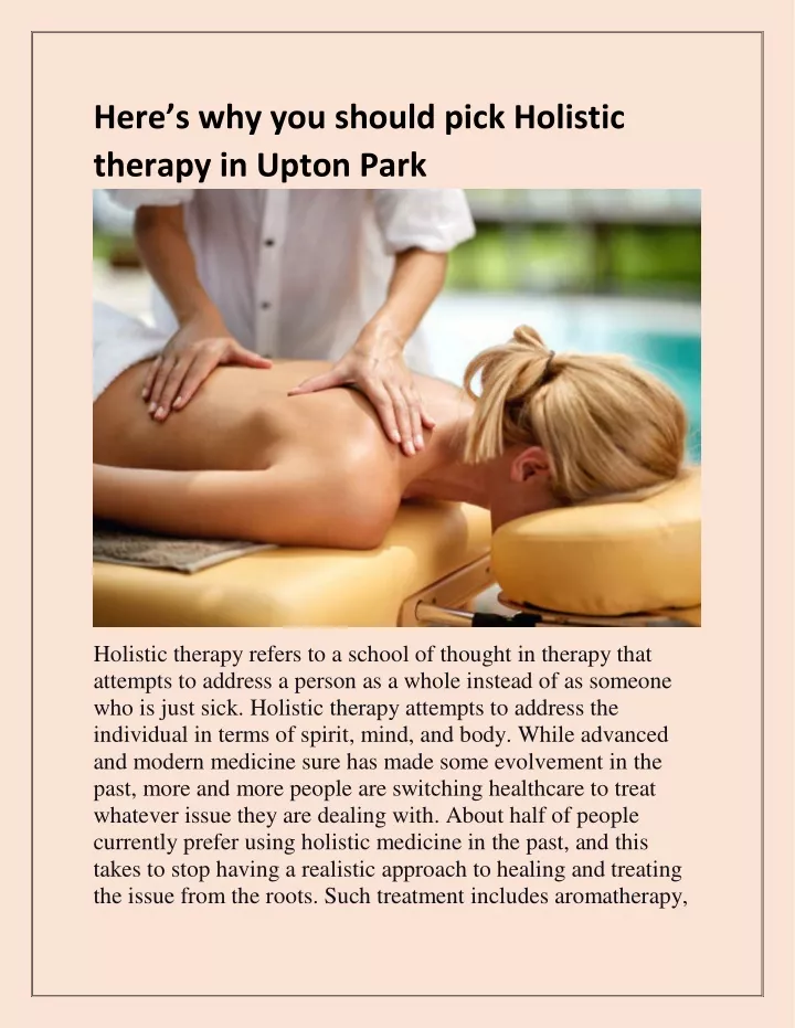 here s why you should pick holistic therapy