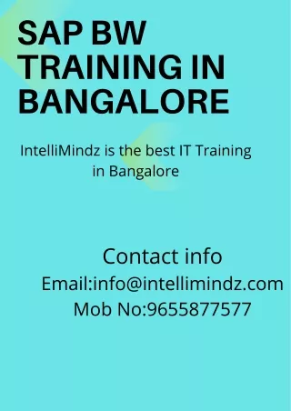 SAP BW TRAINING IN BANGALORE