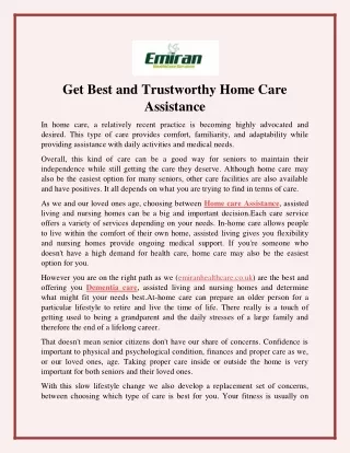 Get Best And Trustworthy Home Care Assistance
