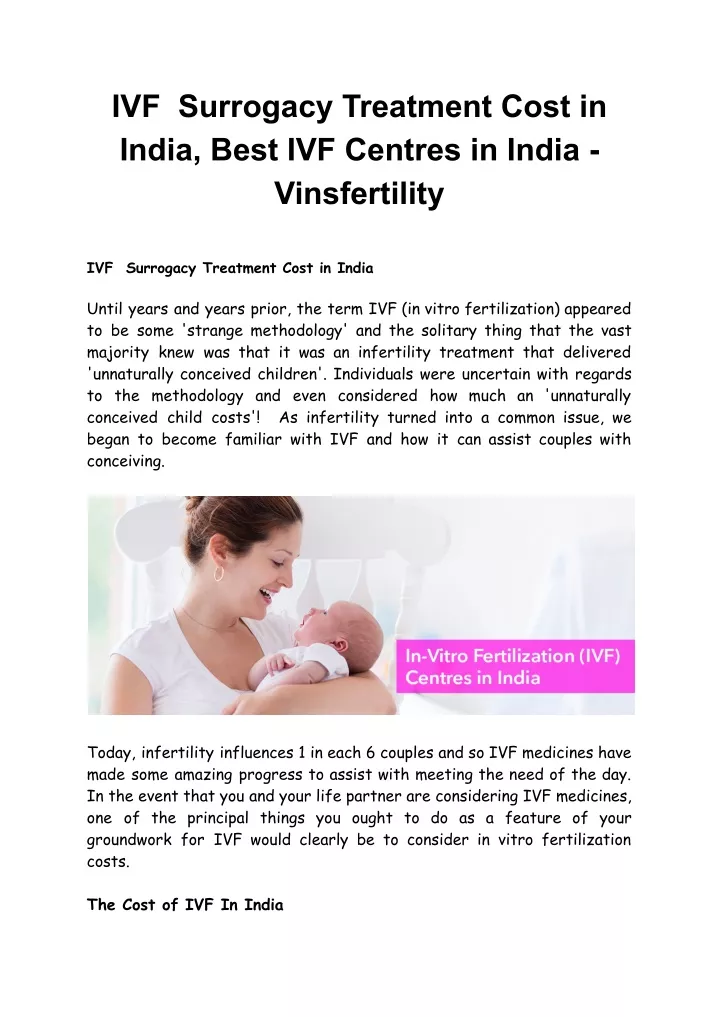 ivf surrogacy treatment cost in india best