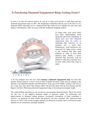 Is Purchasing Diamond Engagement Rings Getting Easier