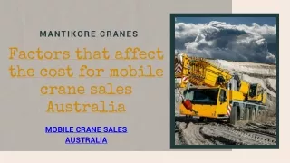 Factors that affect the cost for mobile crane sales Australia