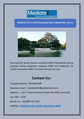 mediation for conflict resolution nsw mediatefdr