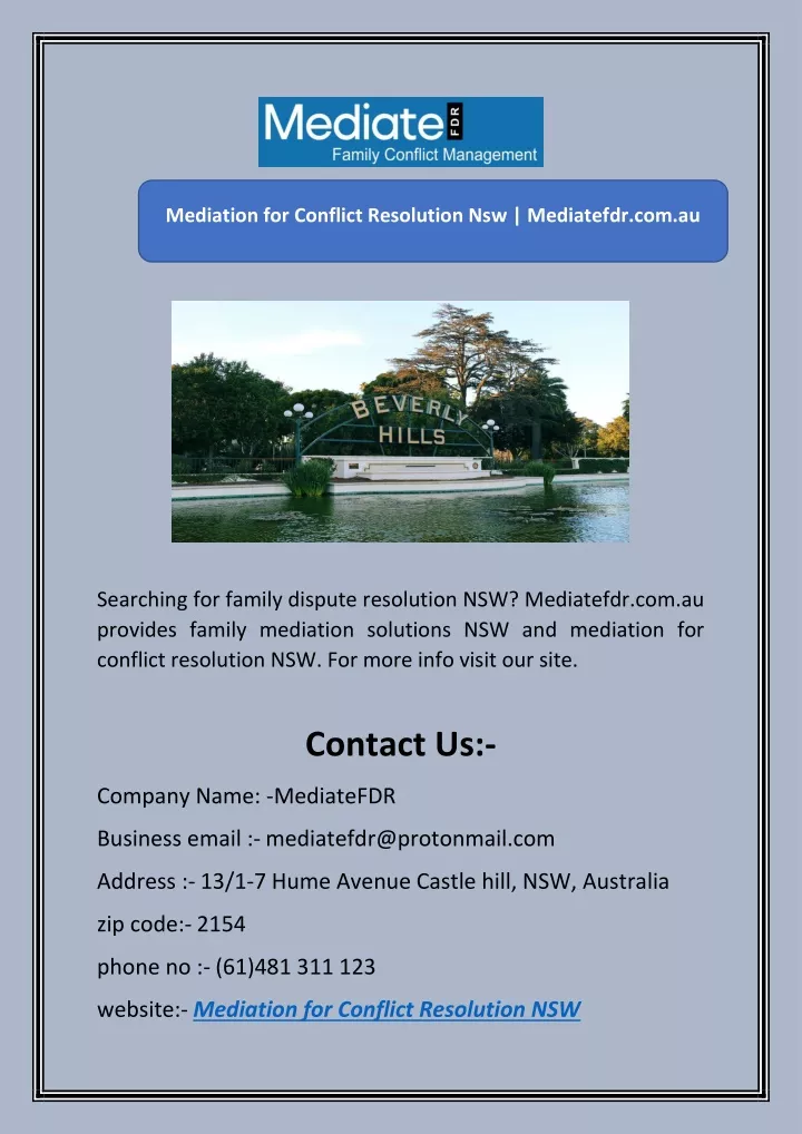 mediation for conflict resolution nsw mediatefdr