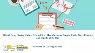Global Dairy Starter Culture Market Size, Manufacturers, Supply Chain, Sales Channel and Clients, 2021-2027