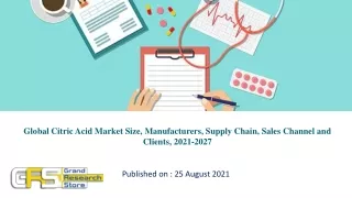 Global Citric Acid Market Size, Manufacturers, Supply Chain, Sales Channel and Clients, 2021-2027