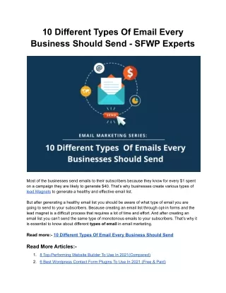 10 Different Types Of Email Every Business Should Send - SFWP Experts