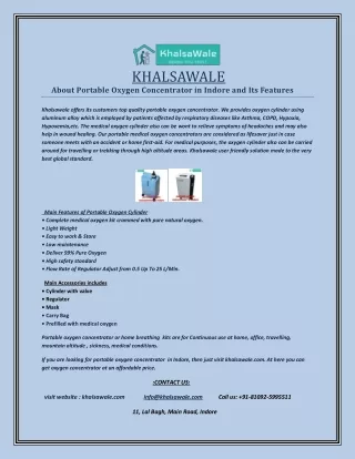 khalsawale about portable oxygen concentrator