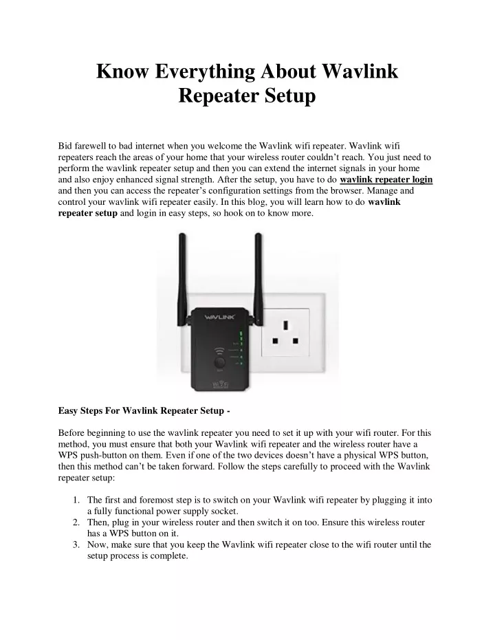 PPT - Know Everything About Wavlink Repeater Setup PowerPoint ...