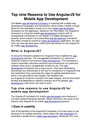 top nine reasons to use angularjs for mobile