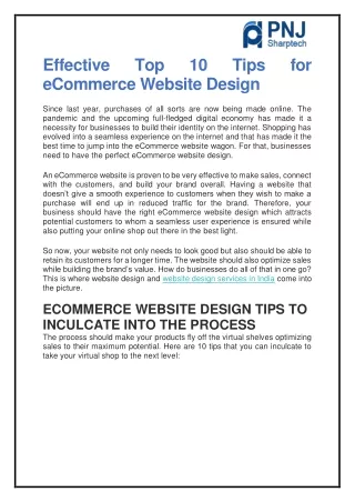 Effective Top 10 Tips for eCommerce Website Design