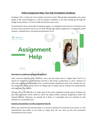 Online Assignment Help Your Hub of Academic Excellence