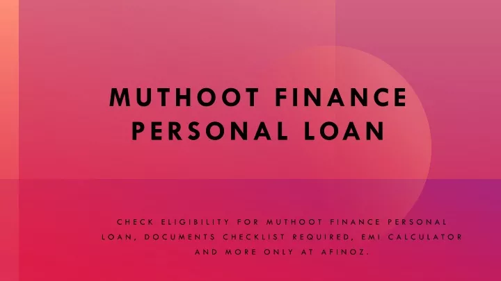 muthoot finance personal loan