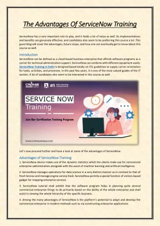 the advantages of servicenow training