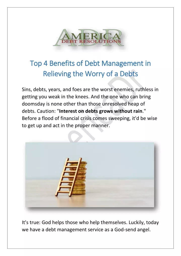 top 4 benefits of debt management