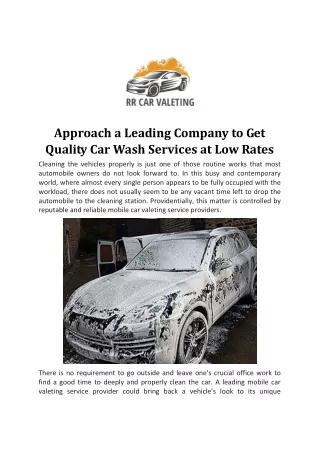 Approach a Leading Company to Get Quality Car Wash Services at Low Rates