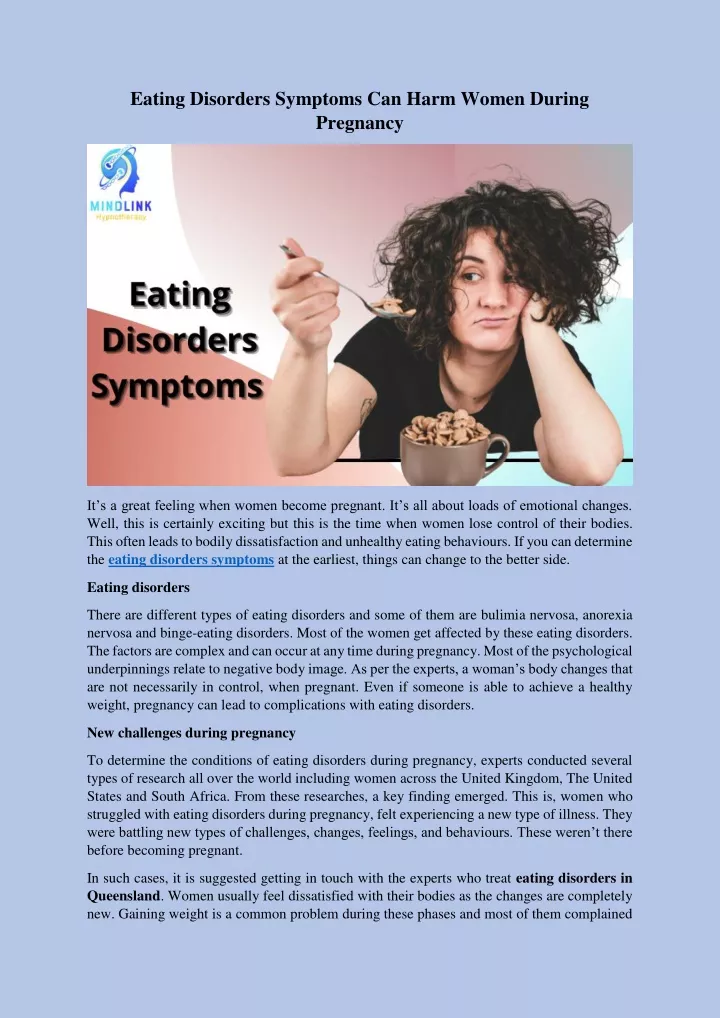 eating disorders symptoms can harm women during