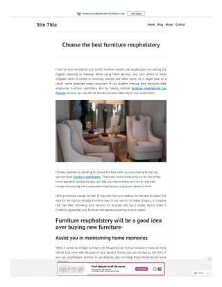 Choose the best furniture reupholstery