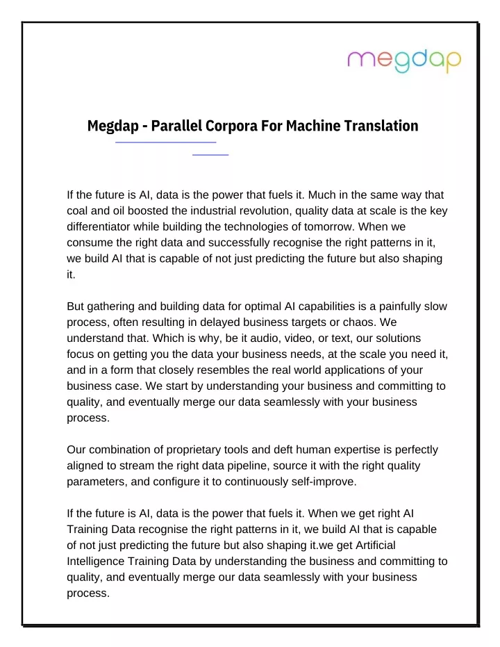 megdap parallel corpora for machine translation