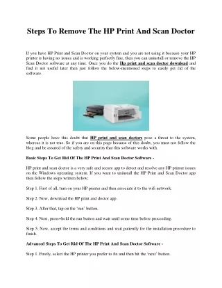Steps To Remove The HP Print And Scan Doctor