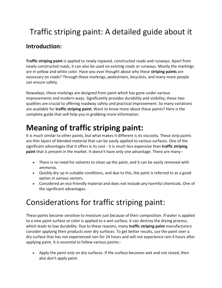 traffic striping paint a detailed guide about it