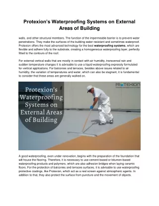 protexion s waterproofing systems on external