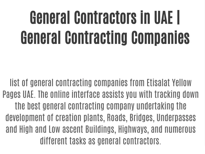 general contractors in uae general contracting