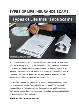 TYPES OF LIFE INSURANCE SCAMS