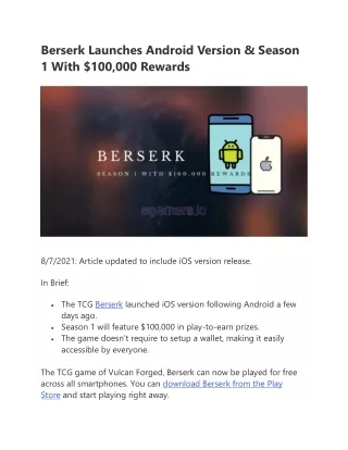 Berserk Launches Android Version & Season 1 With $100,000 Rewards
