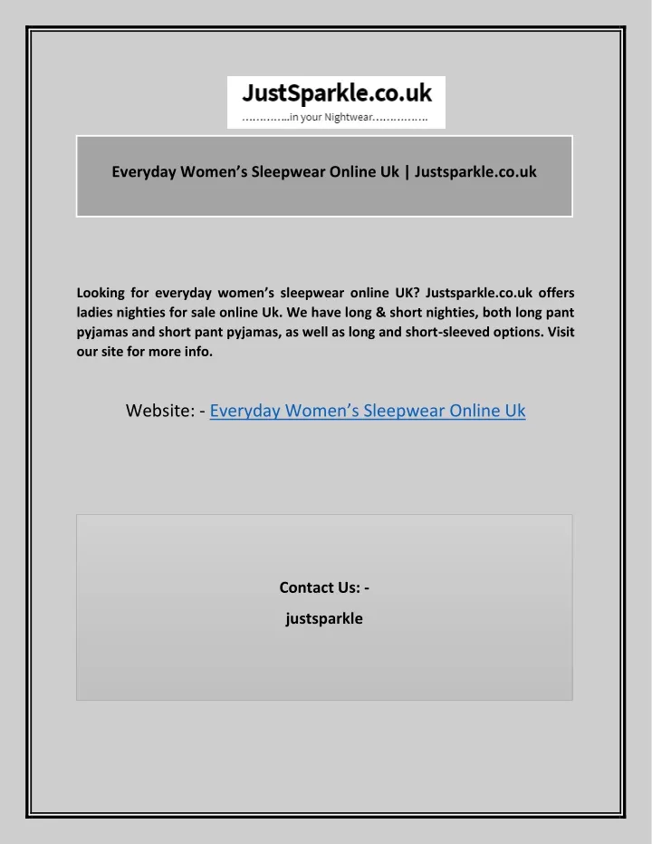 everyday women s sleepwear online uk justsparkle