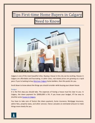 Tips First time Home Buyers in Calgary Need to Know-converted