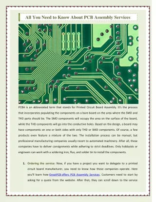 All You Need to Know About PCB Assembly Services