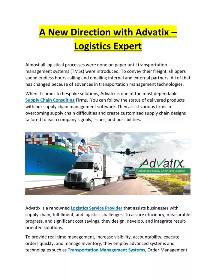 a new direction with advatix logistics expert