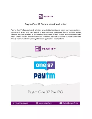 Paytm One 97 Communications Limited