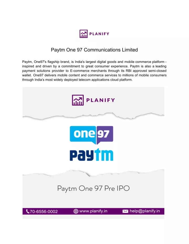 paytm one 97 communications limited