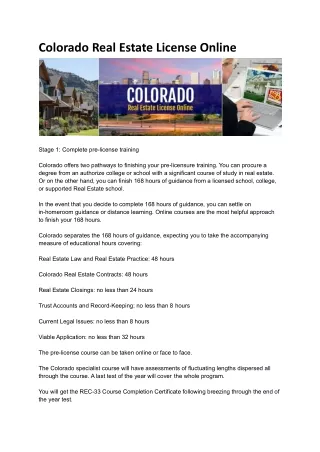 Colorado Real Estate License Online