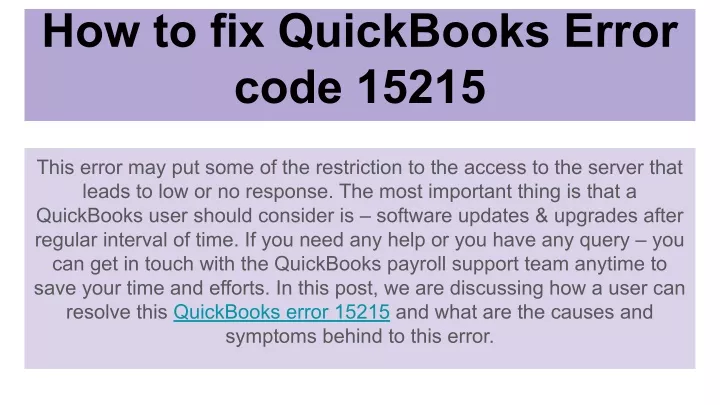how to fix quickbooks error code 15215