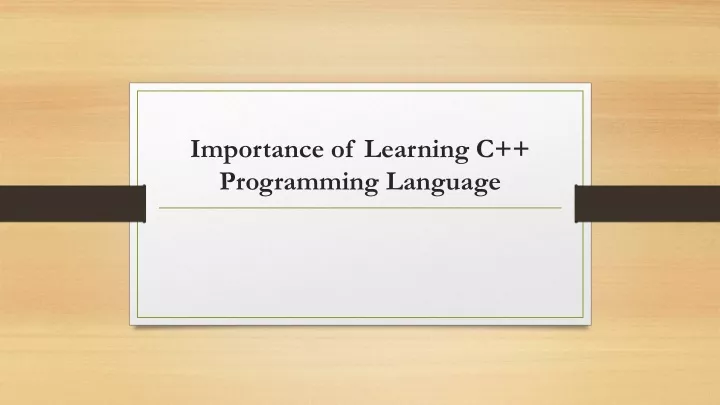 importance of learning c programming language