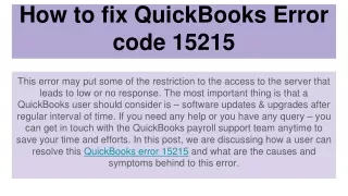 How to fix QuickBooks Error code 15215