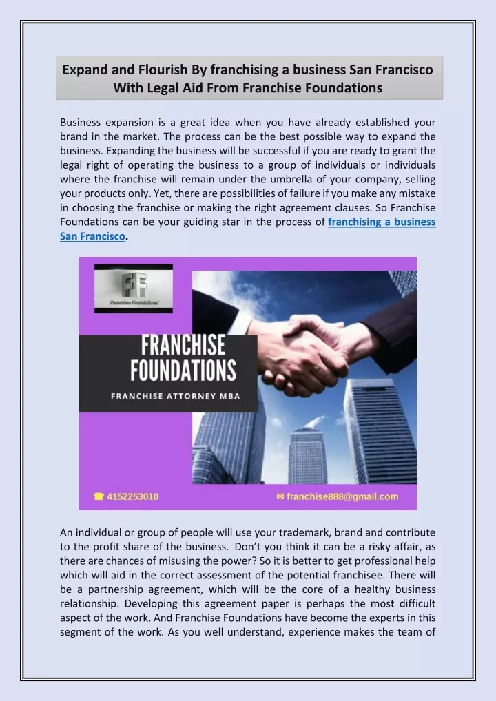 expand and flourish by franchising a business